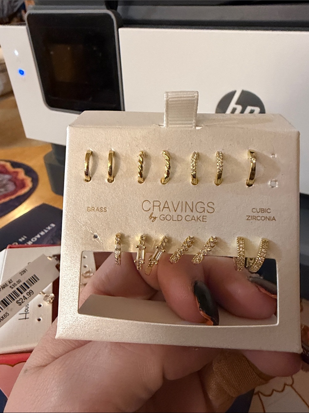 House of Harlow 1960 Gold Tone Mixed Hoop & Huggie Earring Set